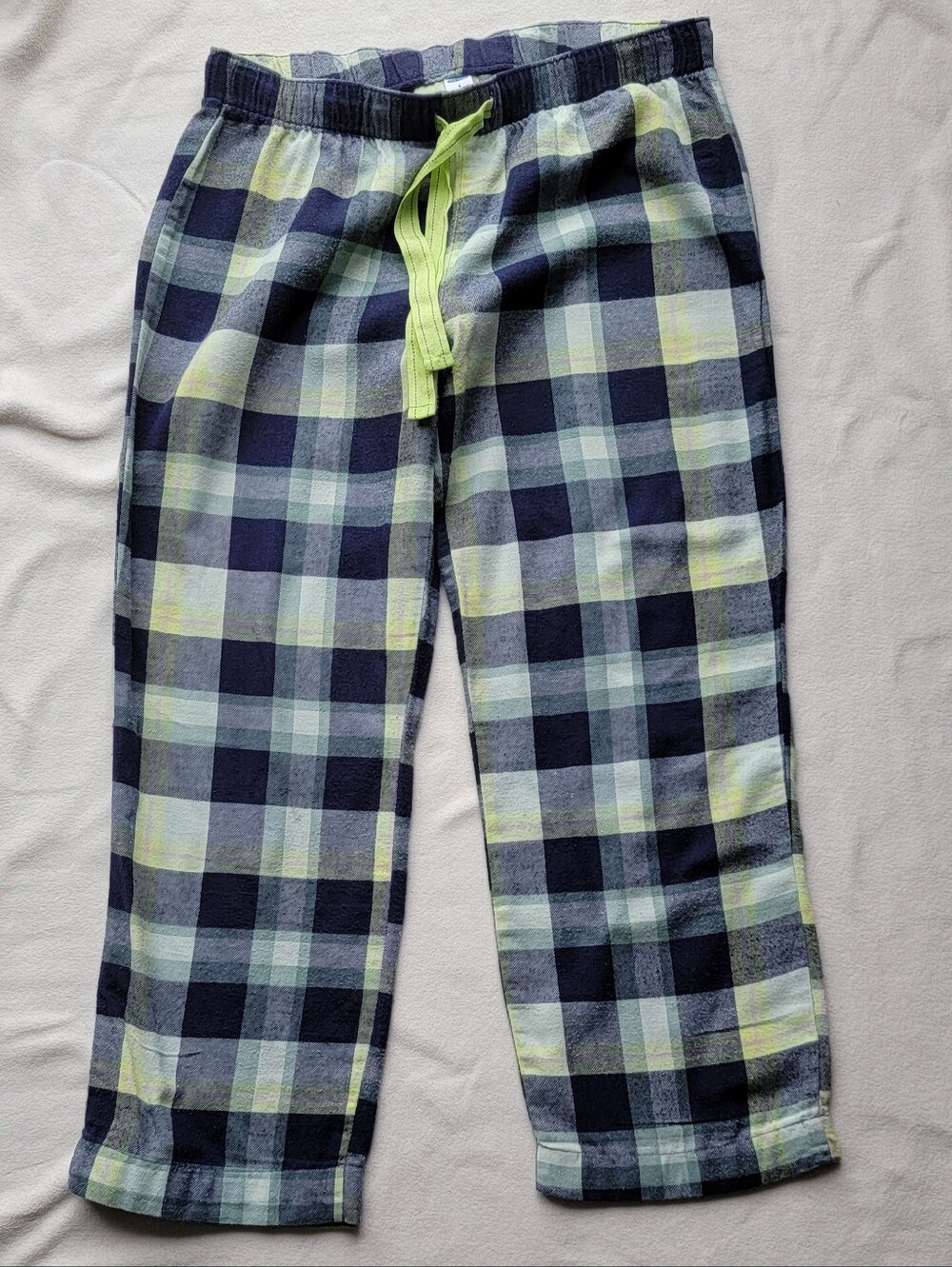 Plaid Flannel Lounge Pants - Navy & Lime